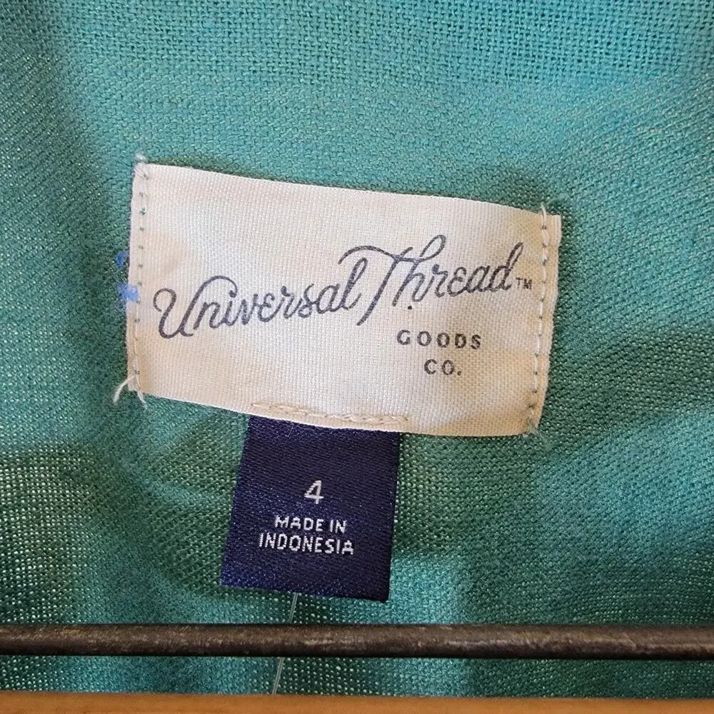 NWT Short-Sleeve Linen Boilersuit Sz 4 Green Jumpsuit Tie Waist Universal Thread - Picture 6 of 8